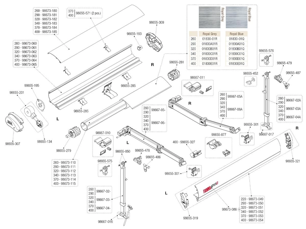 Fiamma Eindkap Cassette Rechts F65S - Afbeelding 2